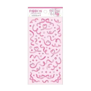 Ribbon shower sticker - Hologram pink
