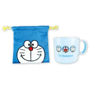 I'm Doraemon Plastic Cup & ”Kinchaku” Pouch Set Face