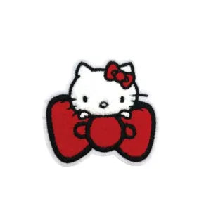 Sanrio Characters Fluffy Embroidery Sticker - Kitty Ribbon