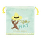 Curious George Flat Drawstring Pouch - Simple Line / Yellow Hat
