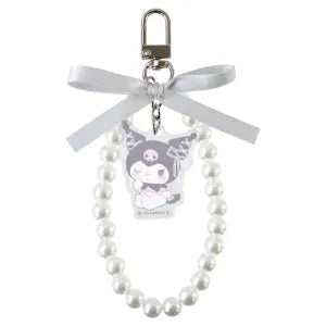 Sanrio Characters Ribbon Pearl Keychain Ballet Core / Kuromi