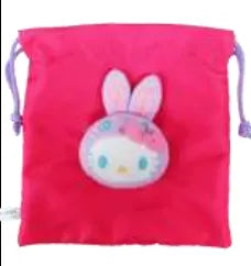 Hello Kitty Colorful Bunny Boa Face Drawstring Bag MAGENTA