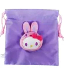 Hello Kitty Colorful Bunny Boa Face Drawstring Bag PURPLE