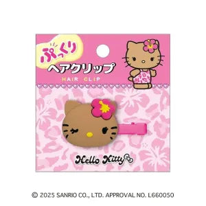 Puffy Hair Clip / Sun-tanned Hello Kitty / Pink