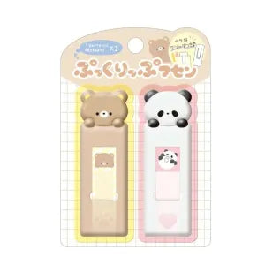 Puffy Clip & Sticky Notes / Bear and Panda