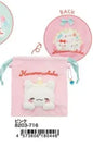 Hanamaru Obake Plush Drawstring Pouch - Pink