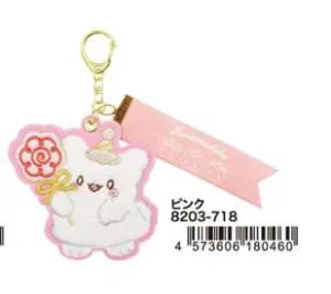 Hanamaru Obake Sagara Embroidered Felt Key Holder - Pink